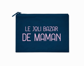 Trousse de maquillage personnalisée, Trousse à bijoux, Fête des mères, Pochette tissu, Idée cadeau maman personnalisé