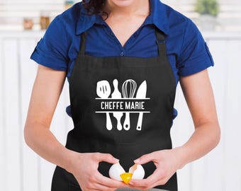 Personalized kitchen apron with first name, Kitchen gift, Christmas gift