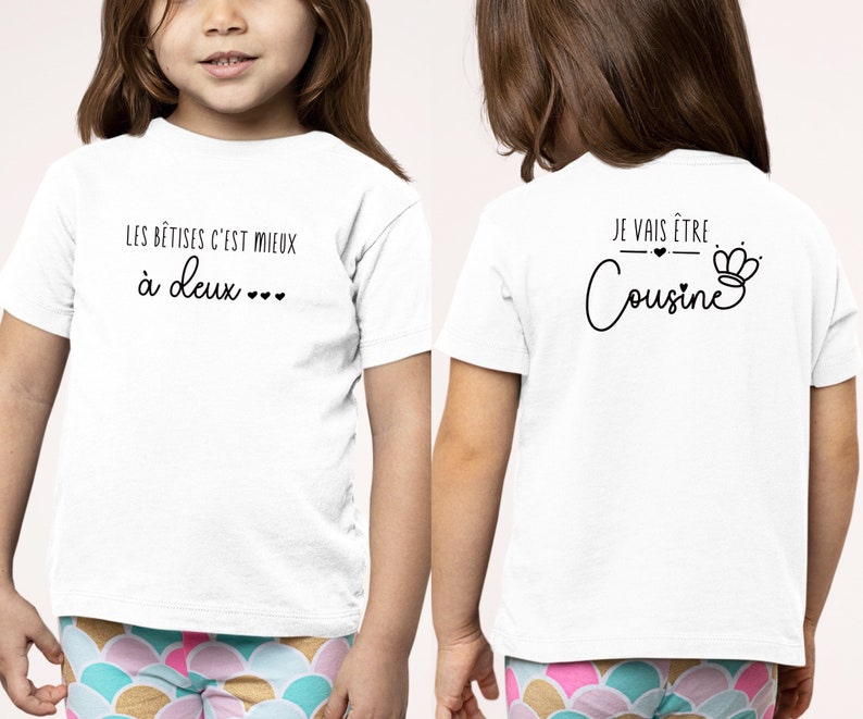 T-shirt future cousine, Annonce grossesse, Bientôt cousine, T-shirt enfant, Je vais être cousine image 1