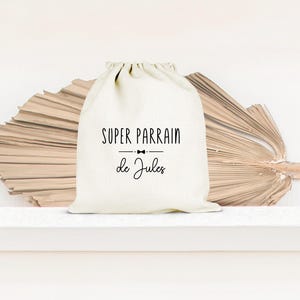 Sac de rangement, Pochon personnalisé, Cadeau Parrain