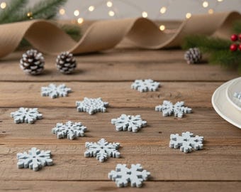 White Wooden Snowflake Holiday Party Decorations, Christmas Snowflake Decor, Holiday Winter Decor, 25 pieces
