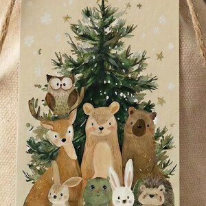 Woodland Animals Christmas Gift Tags, Forest Friends Holiday Present Label, Rustic Watercolor Inspired Christmas Tags, 10 Blank Holiday Tags