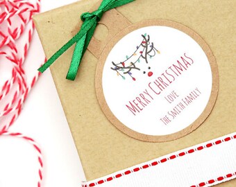Custom Christmas Stickers: Round Reindeer Gift Tag Labels