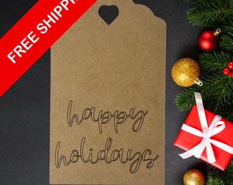 Happy Holidays Kraft Paper Gift Tag (12 Count)