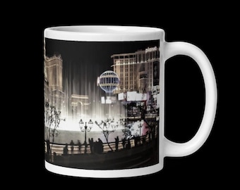 Las Vegas Mug - 11 oz Coffee Cup with an Original Photo of the Bellagio Fountains: Personalization Available