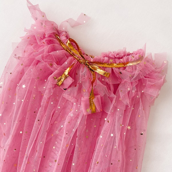 Star & Moon Sequin Pink Cape | Fairy Cape | Dress Up | 70cm