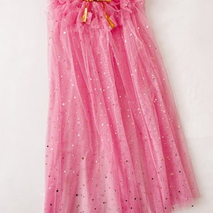 Star & Moon Sequin Pink Cape Fairy Cape Dress Up 70cm image 2