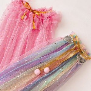 Star & Moon Sequin Pink Cape Fairy Cape Dress Up 70cm image 4