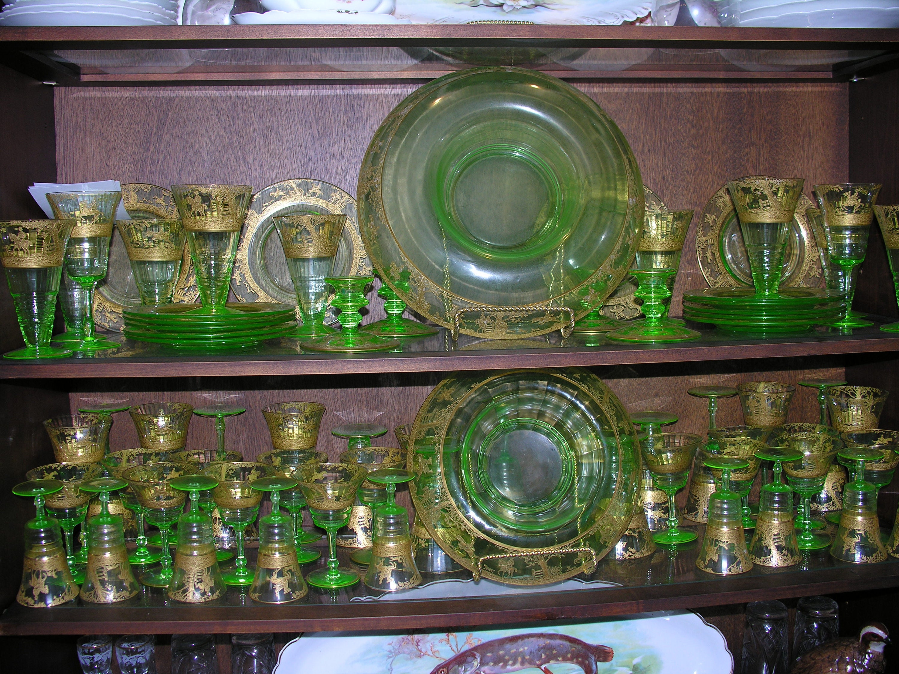 Imperial Hunt Scene by Cambridge Glass Co. Gold Encrusted Etsy