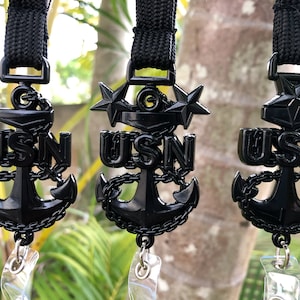 US Navy Chief Lanyards - BLACK Anchor