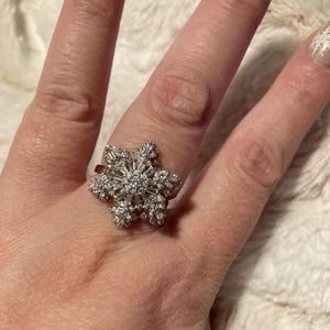 Bling Rhinestone Snowflake Adjustable Ring |  Holiday Ring |  Winter Wonderland Ring | Statement Ring | Fidget Ring