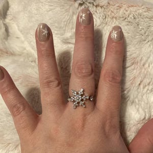 Bling Rhinestone Snowflake Adjustable Ring |  Holiday Ring |  Winter Wonderland Ring | Statement Ring | Fidget Ring