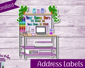 Creation Station Return Address Labels, Personalized Mailing Address Stickers, Custom Shipping Labels, Craft Business Info Sticker Sheet