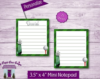 Mini Golf Notepad 3.5"x 4" Personalized Note Pad, Small To Do List, Custom Golf Name Memo Pad, Party Favors, Sports Fan Gift