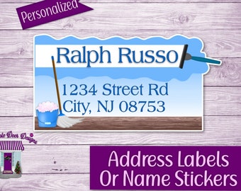 Return Address Labels, Cleaning Personalized Mailing Address Stickers, Custom Business Labels, Cleaner Sticker Sheet, Custom Name Tags
