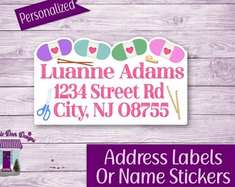 Return Address Labels, Crocheting, Knitting, Yarn Personalized Mailing Address Stickers, Custom Labels, Business Personalized Stickers Sheet