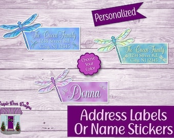 Dragonfly Return Address Labels, Personalized Mailing Address Stickers, Custom Name Labels, New Home Dragonflies Address Sticker Sheet