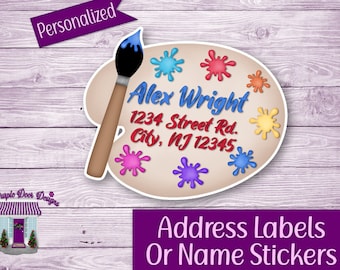 Paint Pallet Artist Return Address Labels, Personalized Mailing Address Stickers, Custom Painter Label, Arts & Crafts Business Sticker Sheet