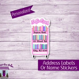Return Address Labels, Books To Be Read Cart Personalized Mailing Stickers, Custom Home Address Labels, Cute Book Lovers Labels