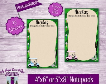 Personalized Golf Cart Notepad, Custom Memo Pad for Golfer, To Do List Before Tee Time, Father's Day Gift, Golfer Name Stationery Set