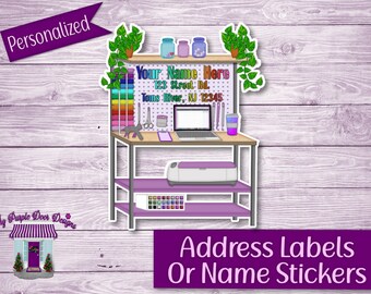 Creation Station Return Address Labels, Personalized Mailing Address Stickers, Custom Shipping Labels, Craft Business Info Sticker Sheet