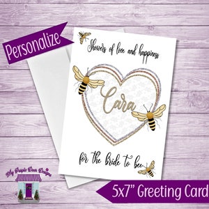 Bridal Shower Personalized Handmade Greeting Card, 5x7&quot; Card With Envelope, Bride To Be Gift, Wedding Shower Custom Card