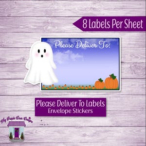 Cute Halloween Ghost &quot;Please Deliver To&quot; Labels, Snail Mail Stickers, Envelope Decoration Stickers, Blank Printed Mail Pen Pal Labels