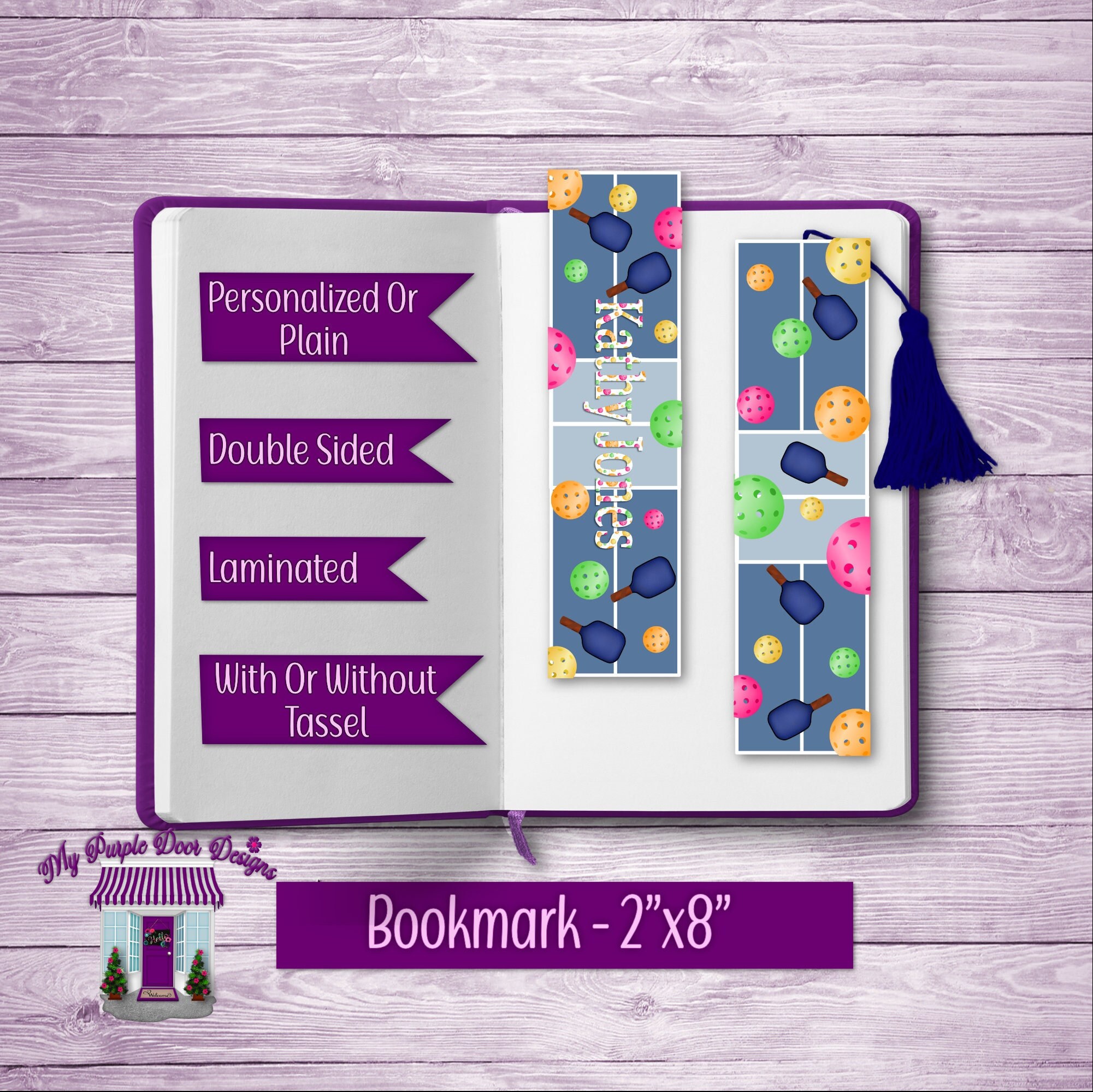 Bookmark - PERSONALIZED Just deck the halls with pickleballs - Birch wood Bookmark - PERSONALIZED Just deck the halls with pickleballs - Birch wood