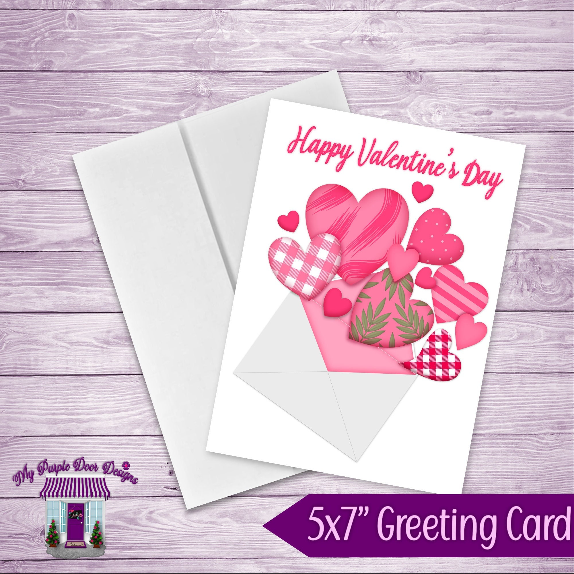 Happy Valentine's Day Envelope Hearts Greeting Card, 5x7