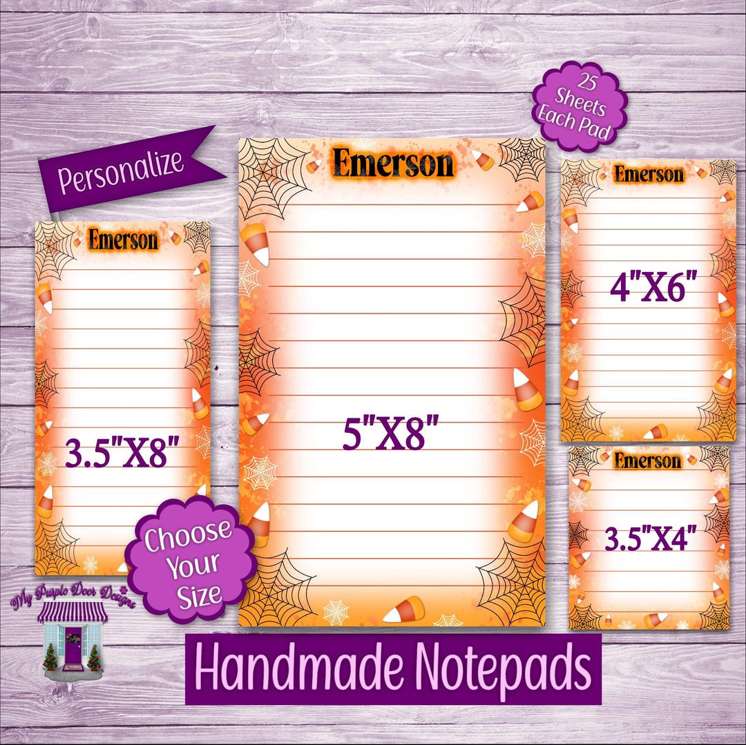 Candy Corn Personalized Halloween Notepad, Choose Your Size, Custom ...