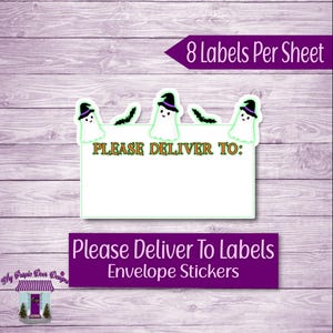 Ghosts & Bats Spooky Cute &quot;Please Deliver To&quot; Labels, Snail Mail Stickers, Envelope Decoration Stickers, Blank Printed Mail Pen Pal Labels