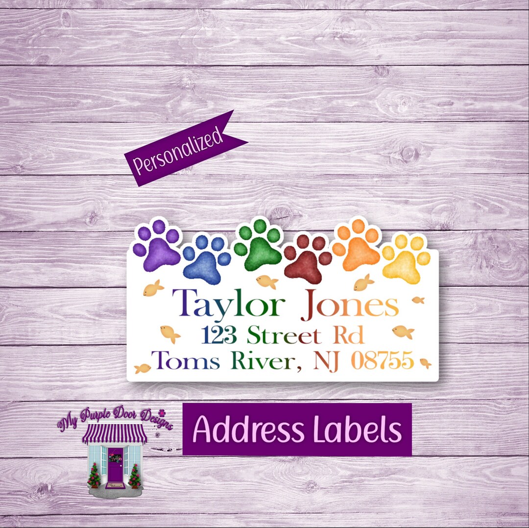 Cat Paws Return Address Labels, Personalized Mailing Address Stickers ...
