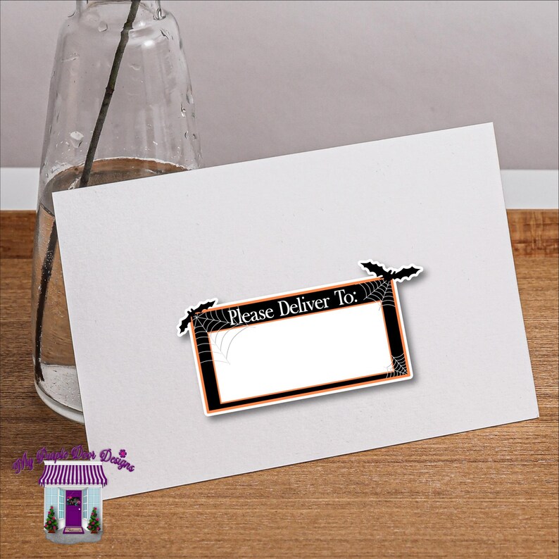 Cute Halloween Bats & Spiderwebs please Deliver To Labels, Snail Mail