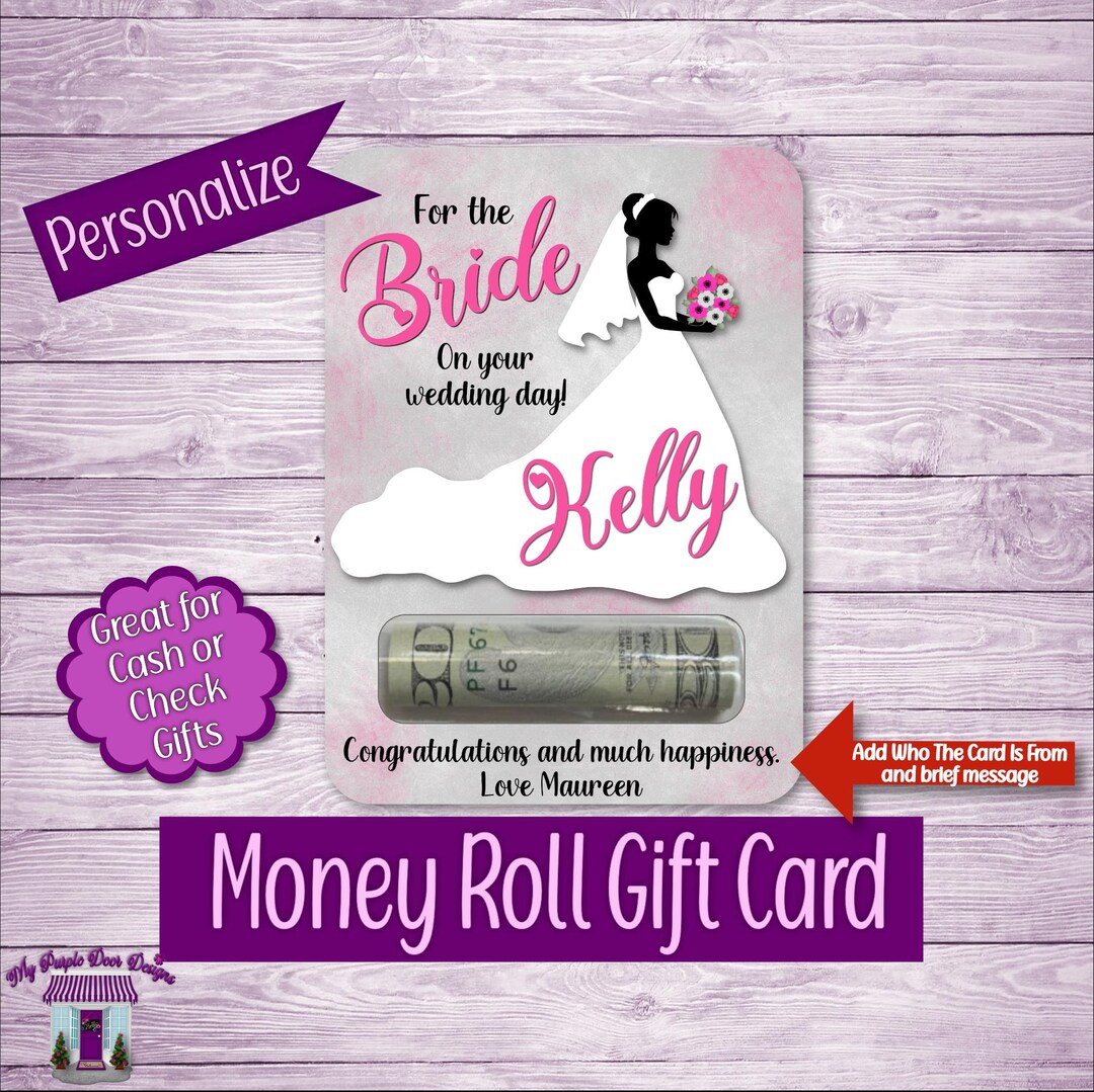 Bride Congratulations Wedding Money Holder, Personalize Cash or Check ...