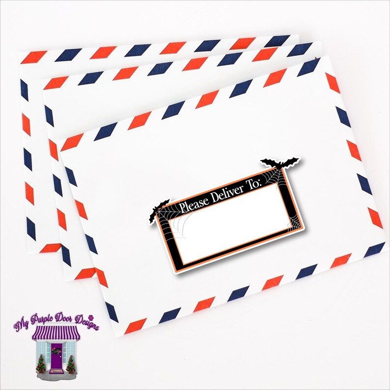 Cute Halloween Bats & Spiderwebs please Deliver To Labels, Snail Mail