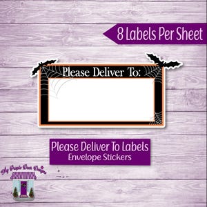 Cute Halloween Bats & Spiderwebs  &quot;Please Deliver To&quot; Labels, Snail Mail Stickers, Envelope Decoration Stickers, Blank Mail Pen Pal Labels
