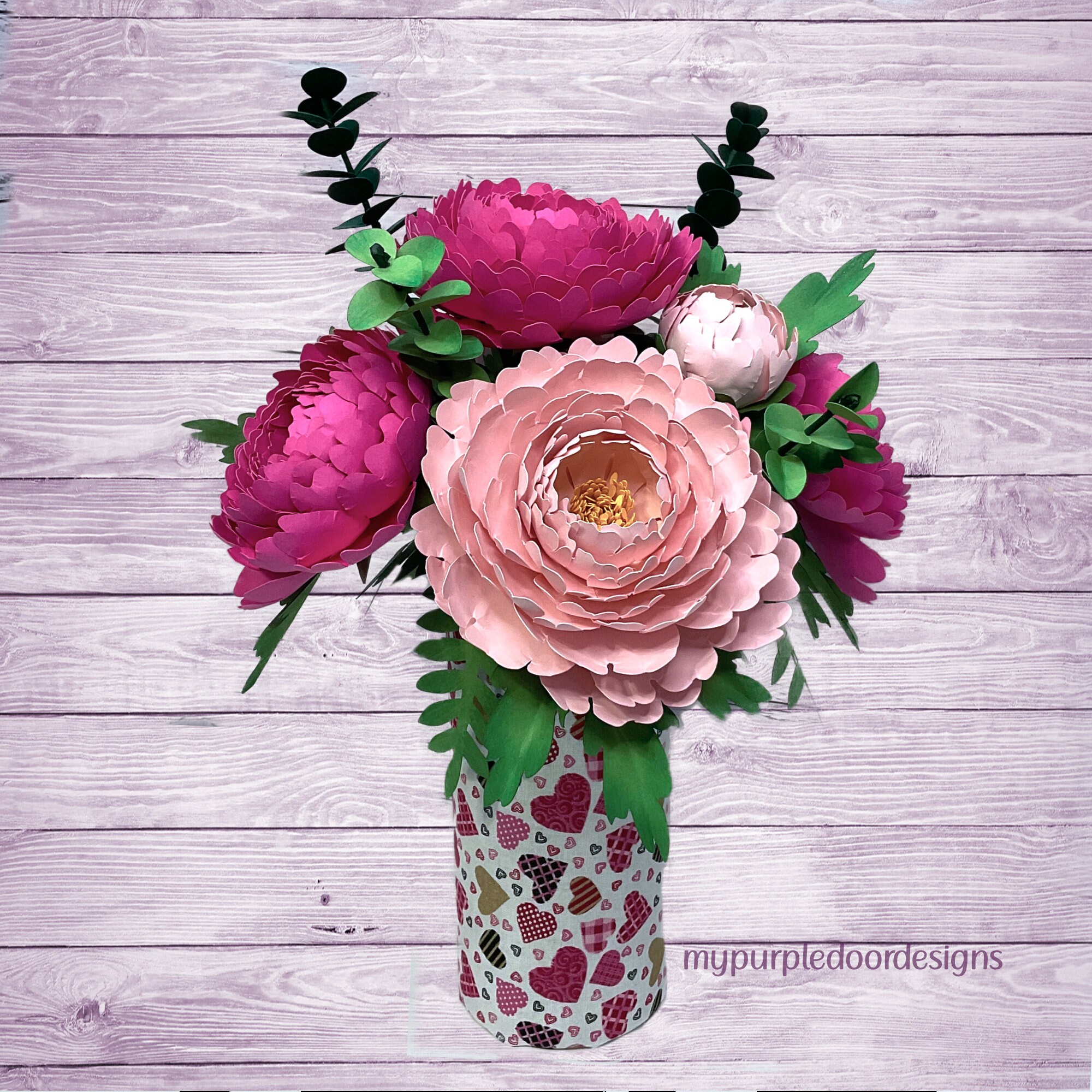Heart-Shaped Peony Accent Faux Floral Wreath