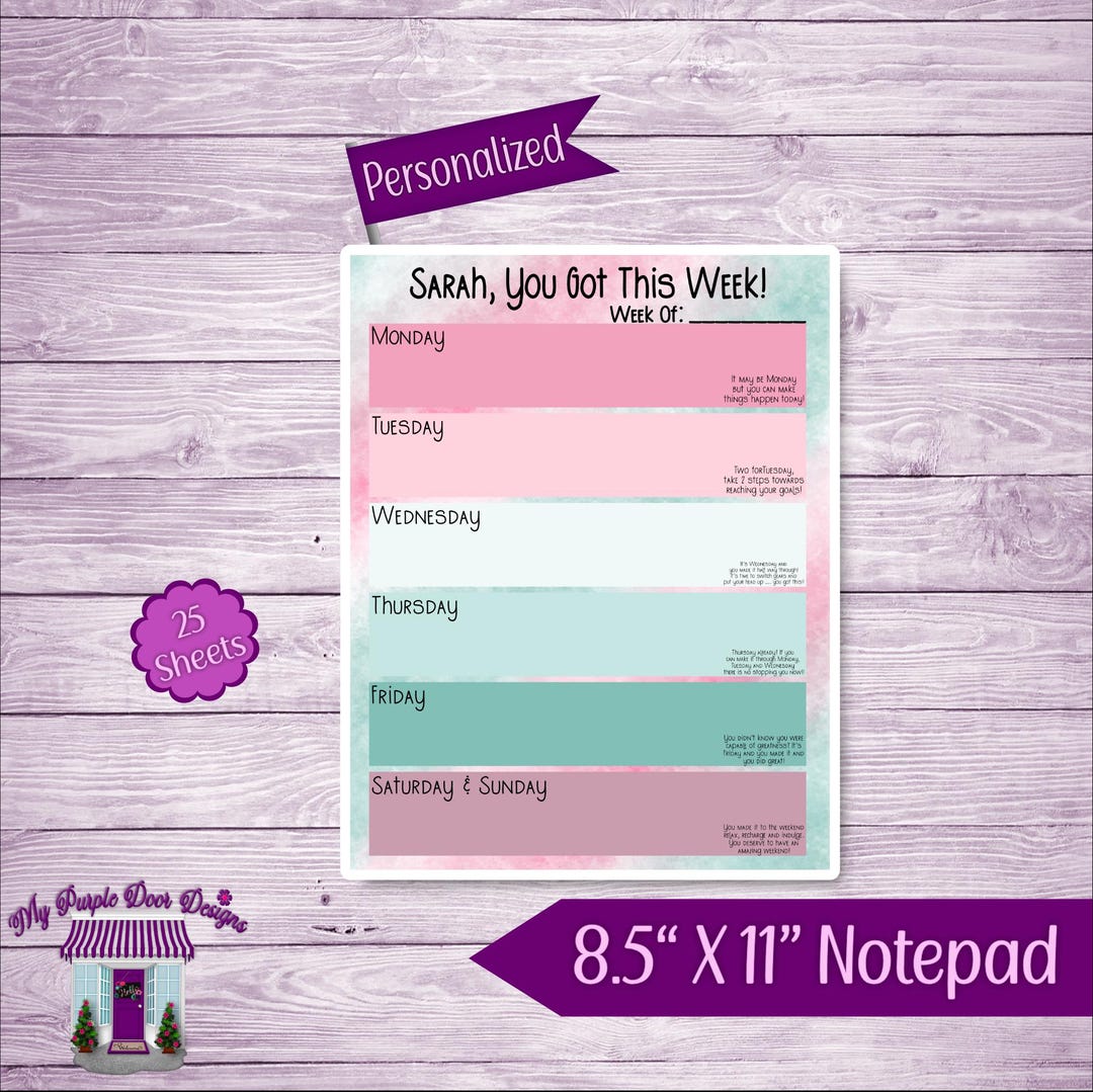 Personalized Encouragement, You Got This Weekly Planner Desk Pad ...