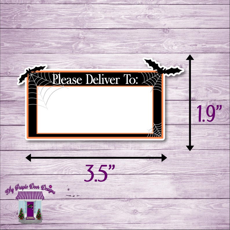 Cute Halloween Bats & Spiderwebs please Deliver To Labels, Snail Mail