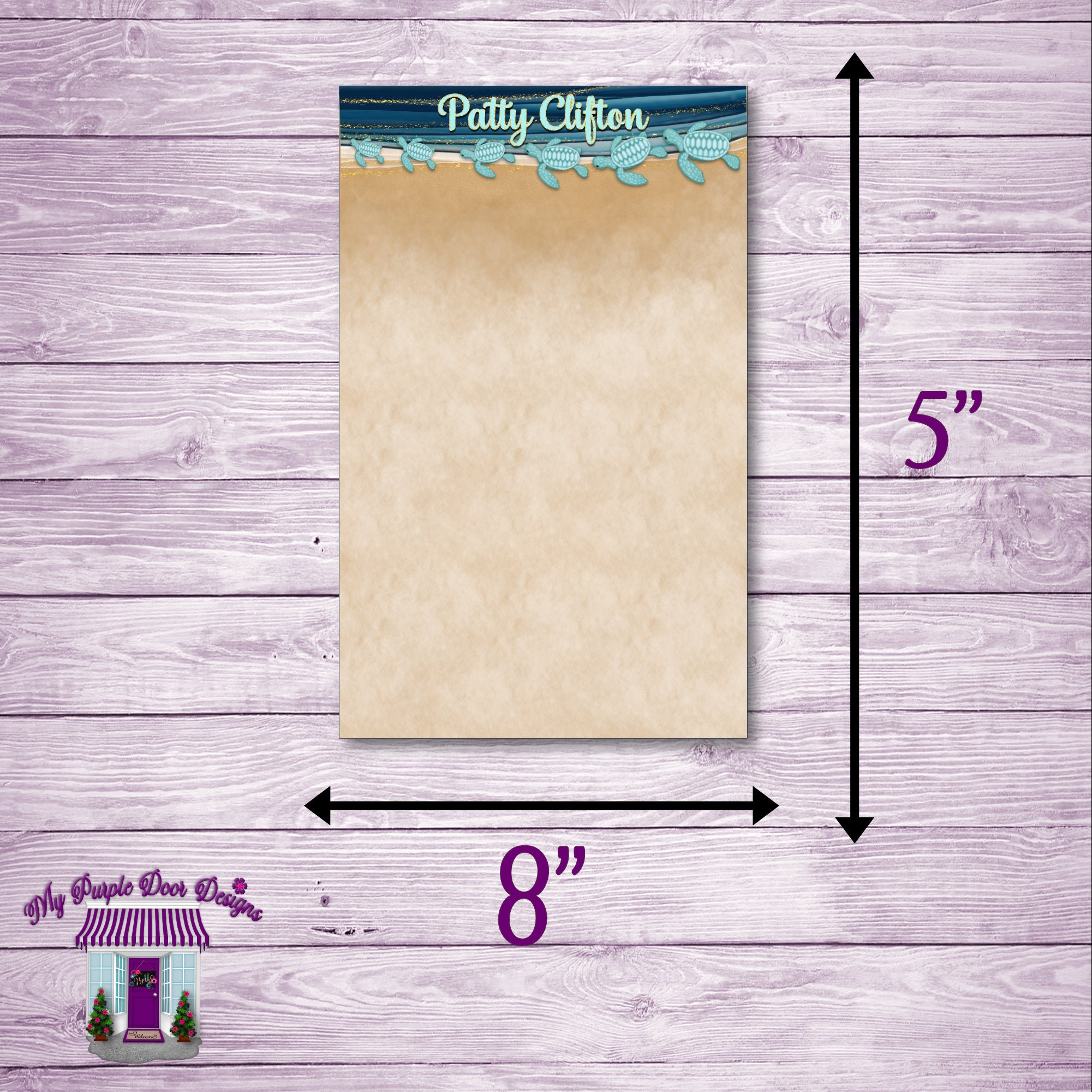 Sea Turtles Beach Notepad Personalized Memo Pad, Choice of Size - 3.5 ...
