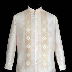 Full-Open Barong Tagalog Filipino Formal National Costume #1095