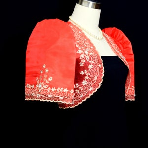 Traje de Mestiza Embroidered Bolero Maria Clara Filipiniana Red Formal Philippine National Costume #5595