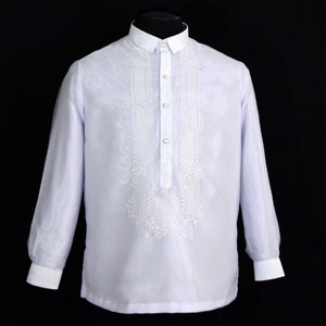 White Barong Tagalog |  Filipino Formal Shirt | Philippine National Costume #1096W