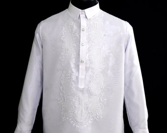 White Barong Tagalog |  Filipino Formal Shirt | Philippine National Costume #1080W