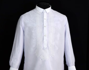Boy's White Barong Tagalog | Filipino Formal Modern Philippine National Costume #8196W