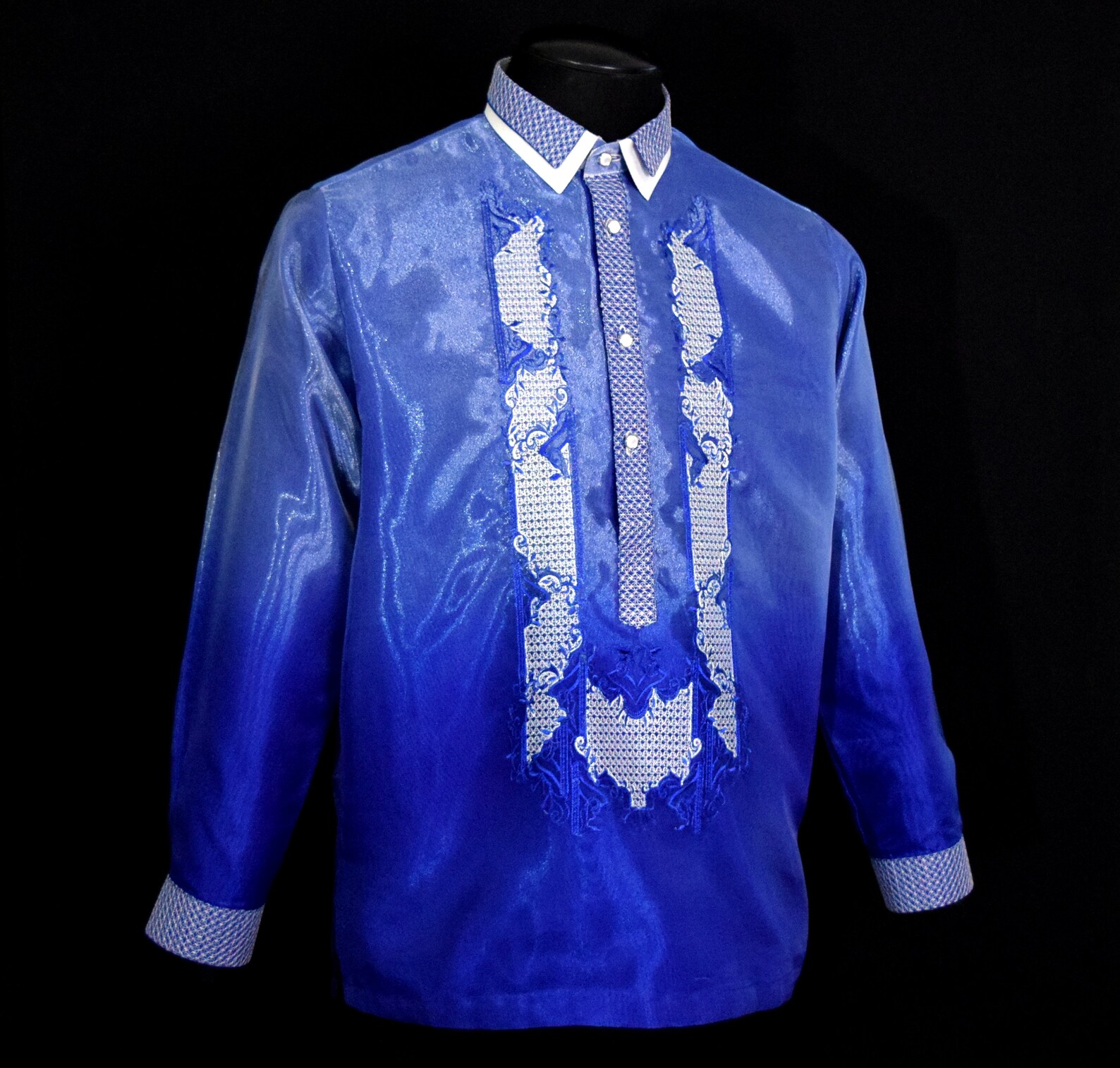Kwkd Barong Tagalog Royal Blue Filipino Formal Shirt | Philippine National ...