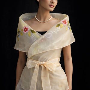 Women's Wrap Around Formal Hand Painted Barong  #5760B