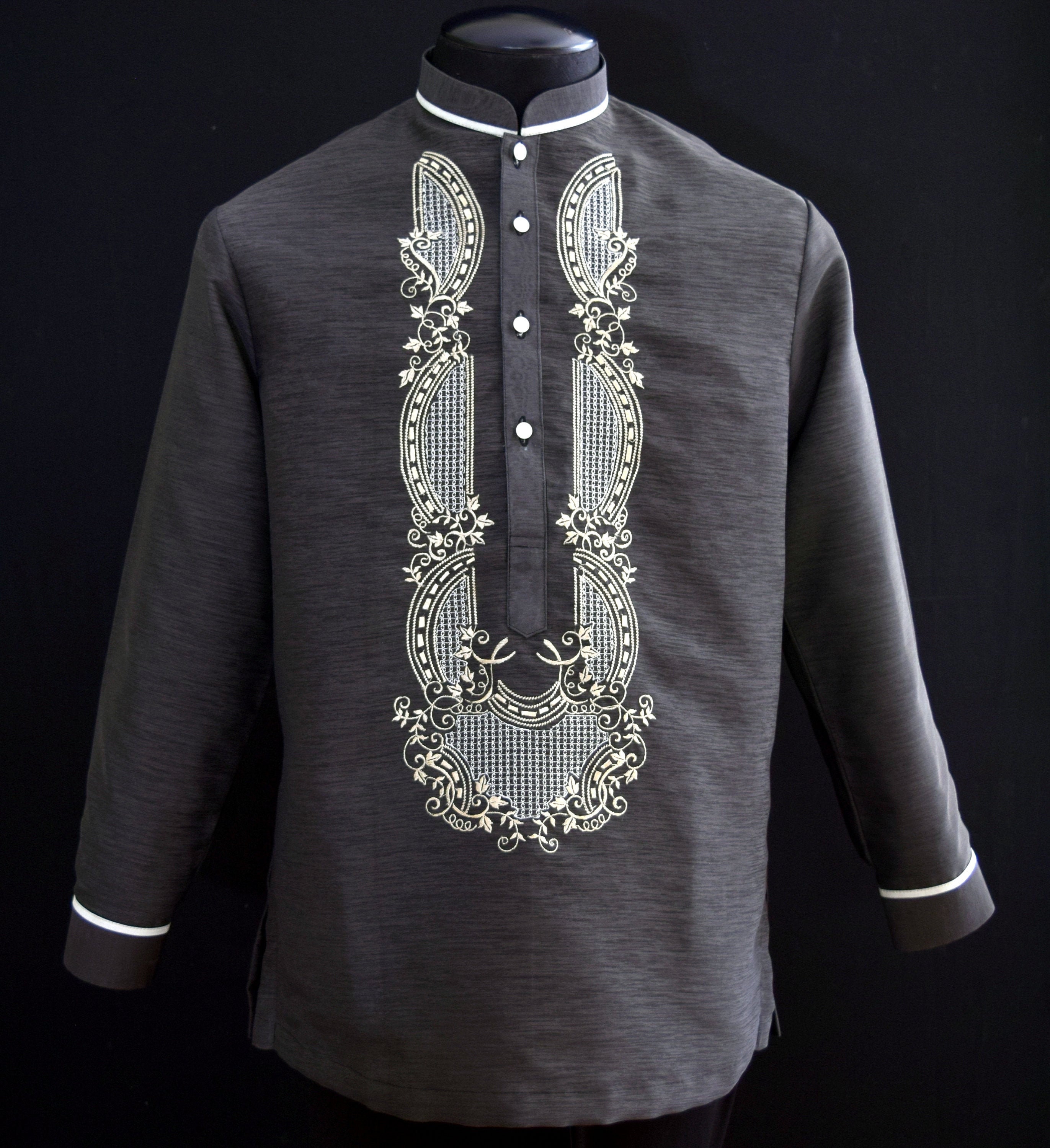 Barong Tagalog Filipino Formal Modern Tuxedo Shirt Philippine