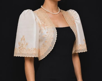Traje de Mestiza Embroidered Bolero | Maria Clara Filipiniana Beige | Formal Philippine National Costume #5500