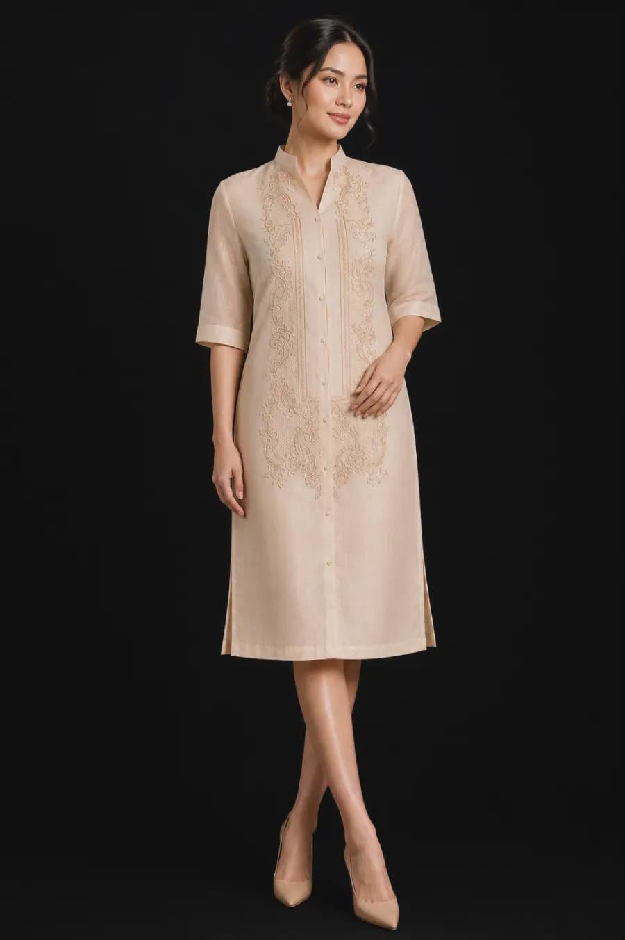 embroidered filipiniana dress Classic Baro't at Saya Filipiniana Lace Authentic - Leonora - Large